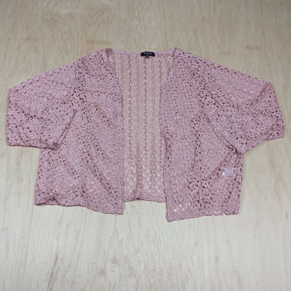 Onyx, Rose, Open Knit Cardigan Women's (1X)